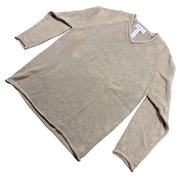 Jones New York Sport Sweater Woman's Lg Khaki Cable-Knit Long Raglan Sleeve Cozy - Picture 2 of 8